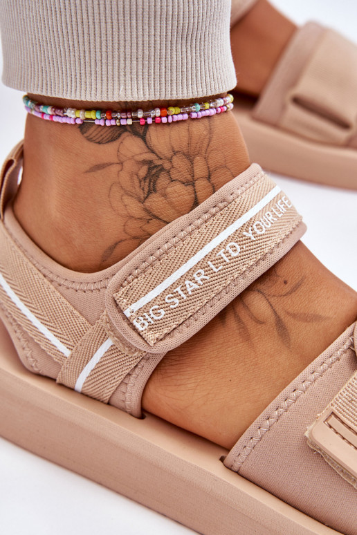 Dames sandalen met zelfklevende bevestigingsmiddelen Big Star LL274787 beige