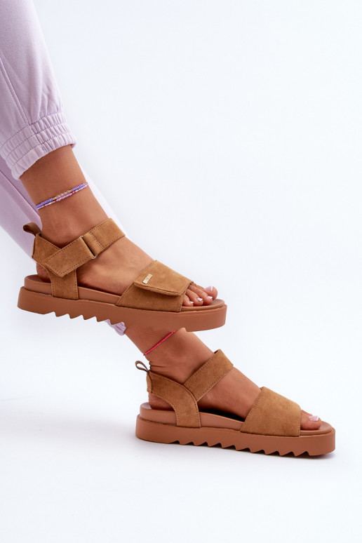 Dames Sandalen van suède met platform Big Star NN274705 bruine kleur