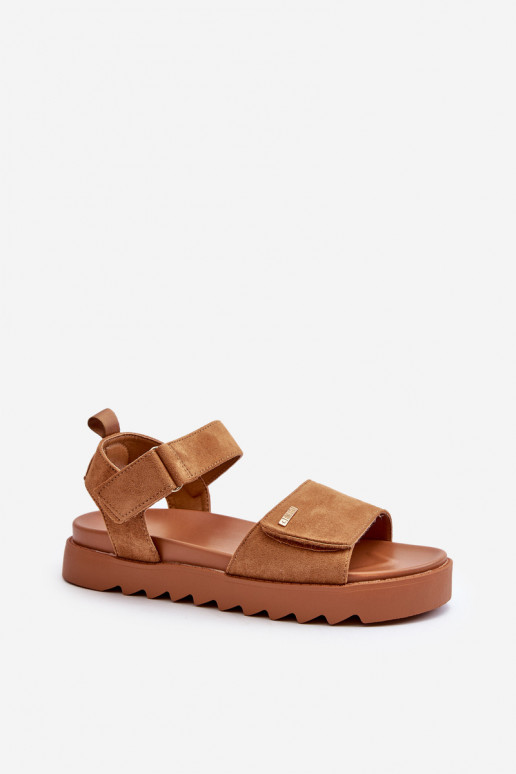 Dames Sandalen van suède met platform Big Star NN274705 bruine kleur