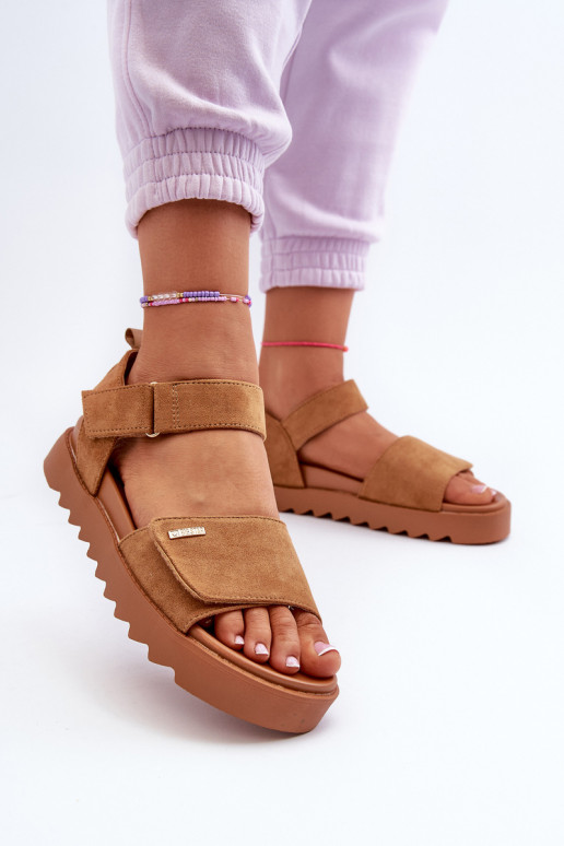 Dames Sandalen van suède met platform Big Star NN274705 bruine kleur