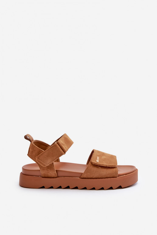 Dames Sandalen van suède met platform Big Star NN274705 bruine kleur