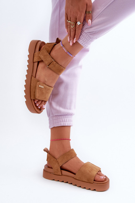 Dames Sandalen van suède met platform Big Star NN274705 bruine kleur