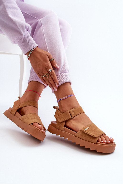 Dames Sandalen van suède met platform Big Star NN274705 bruine kleur