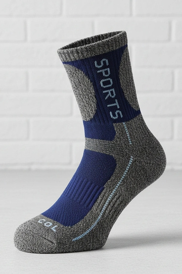 Grijze warme sokken met een donkerblauwe accent Siera