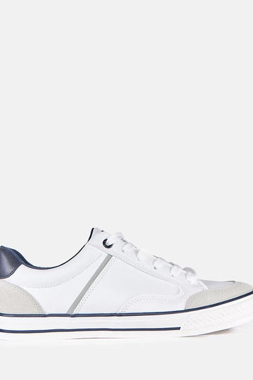 Witte heren sneakers met donkerblauwe accenten William 2