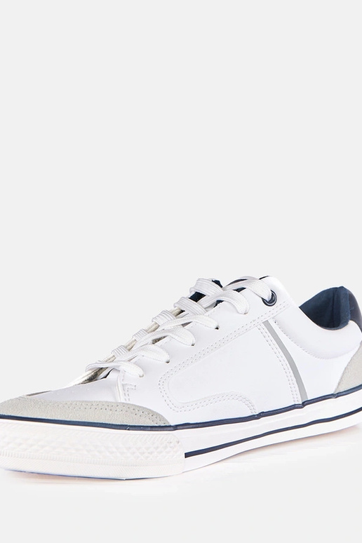 Witte heren sneakers met donkerblauwe...