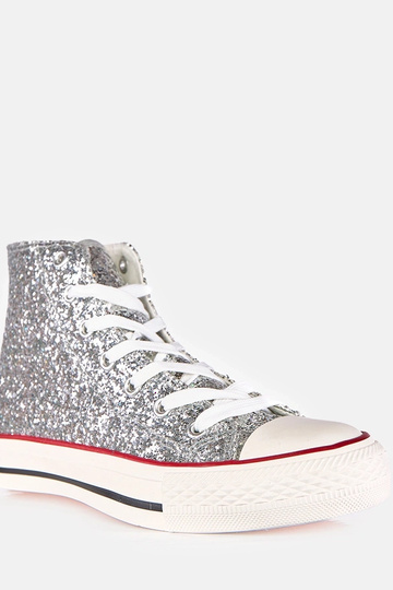 Zilveren dames glanzende sneakers Klaudi