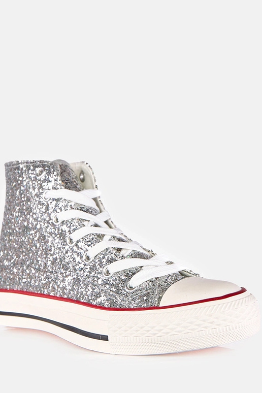 Zilveren dames glanzende sneakers Klaudi