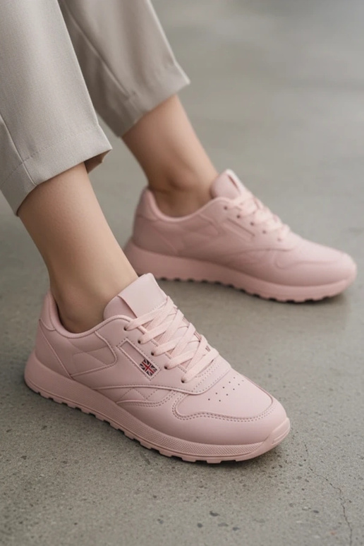 Roze casual sportschoenen met plateau...