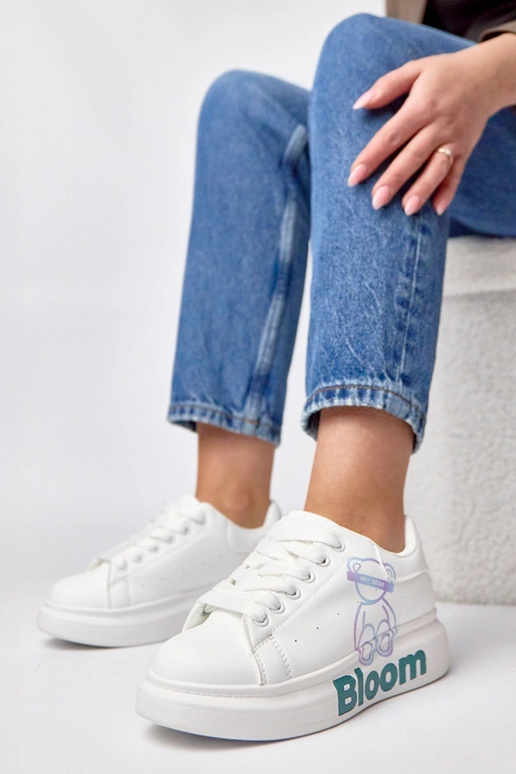 Witte sportschoenen met plateau en...