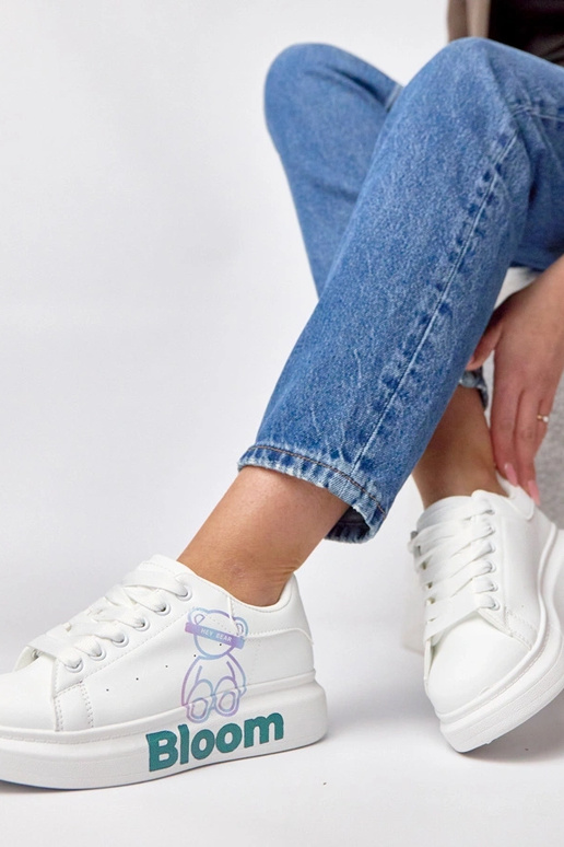 Witte sportschoenen met plateau en...