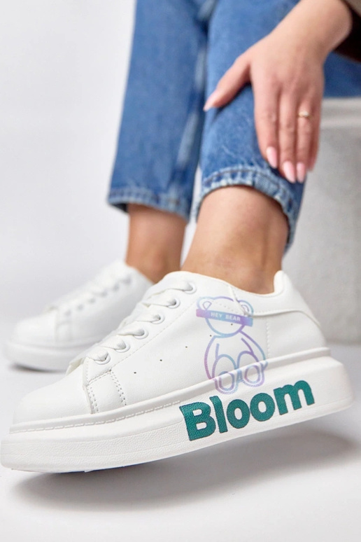 Witte sportschoenen met plateau en...