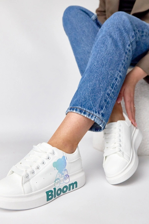 Witte sportschoenen met plateau en...