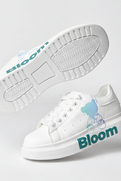 Witte sportschoenen met plateau en...