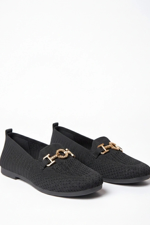 Zwarte stoffen mocassins met gouden...