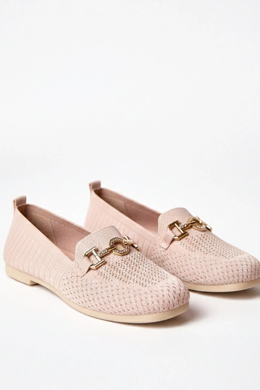 Roze stoffen mocassins met gouden...