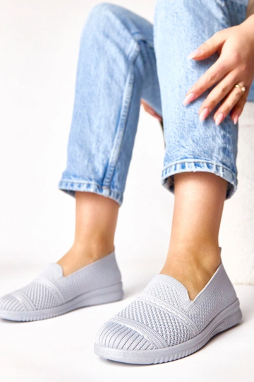 Grijze instap stoffen tennisschoenen Noémie