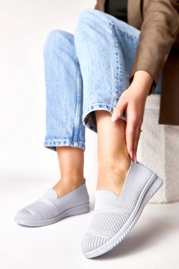 Grijze instap stoffen tennisschoenen Noémie 2