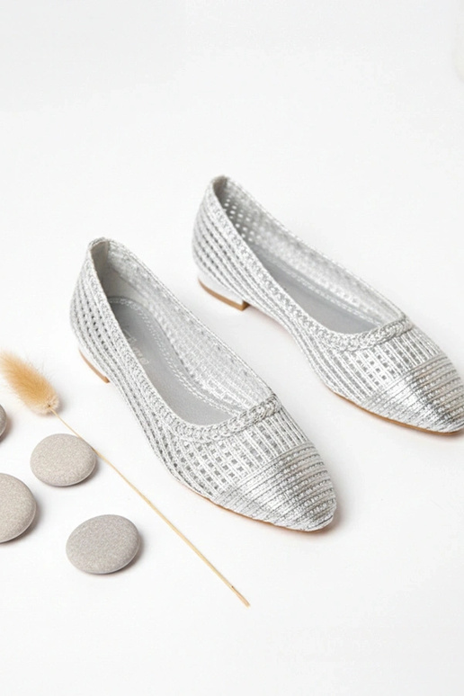 Zilveren opengewerkte ballerina's met...
