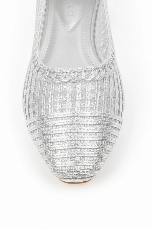 Zilveren opengewerkte ballerina's met...
