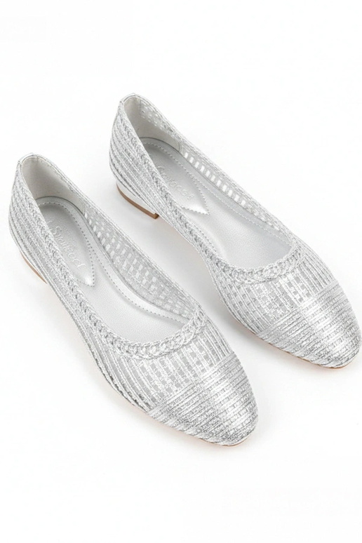 Zilveren opengewerkte ballerina's met...