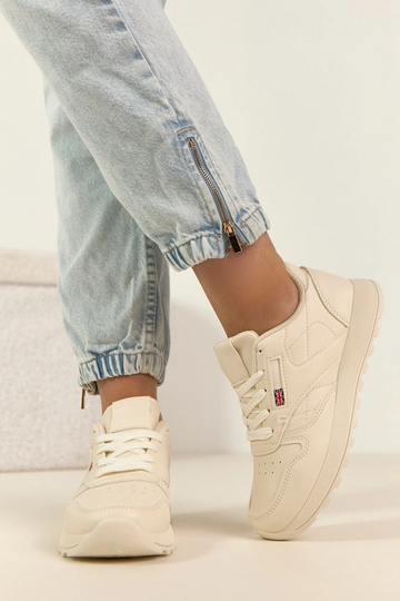 Licht zandkleurige dagelijkse sportschoenen met platform Élise 2