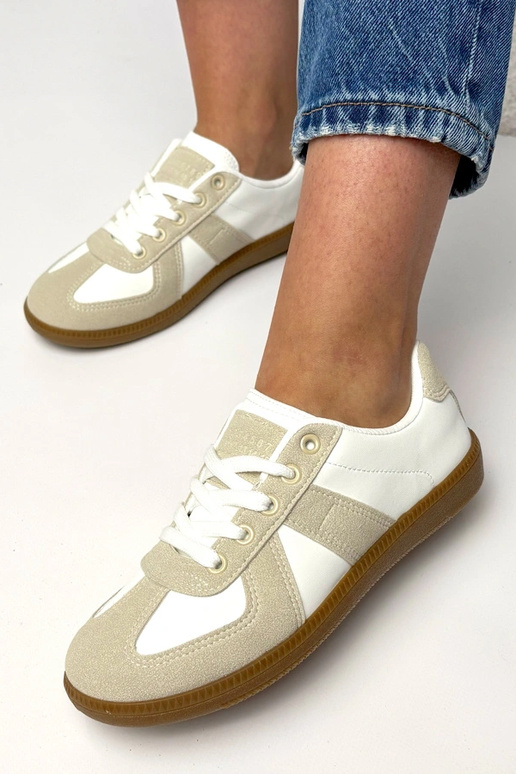 Wit-zandkleurige sportschoenen met...