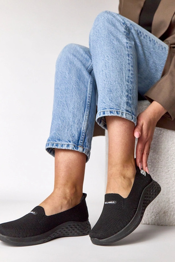Zwarte instap sneakers van stof Zoe 2