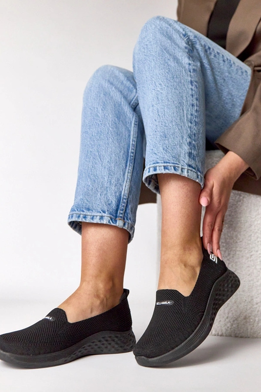 Zwarte instap sneakers van stof Zoe