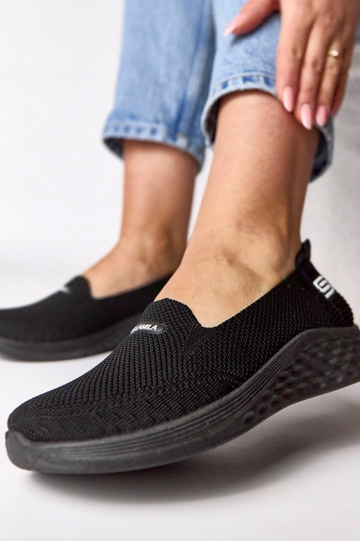 Zwarte instap sneakers van stof Zoe