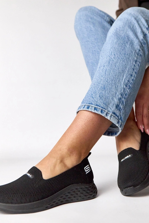 Zwarte instap sneakers van stof Zoe