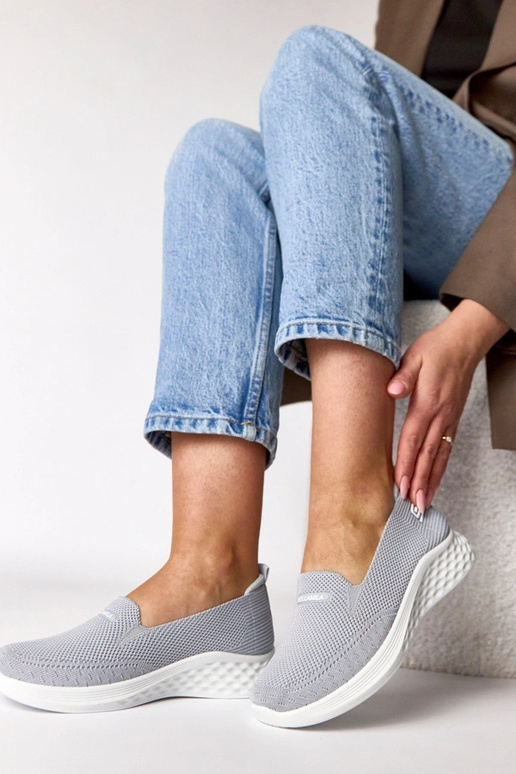 Grijze instap sneakers van stof Zoe