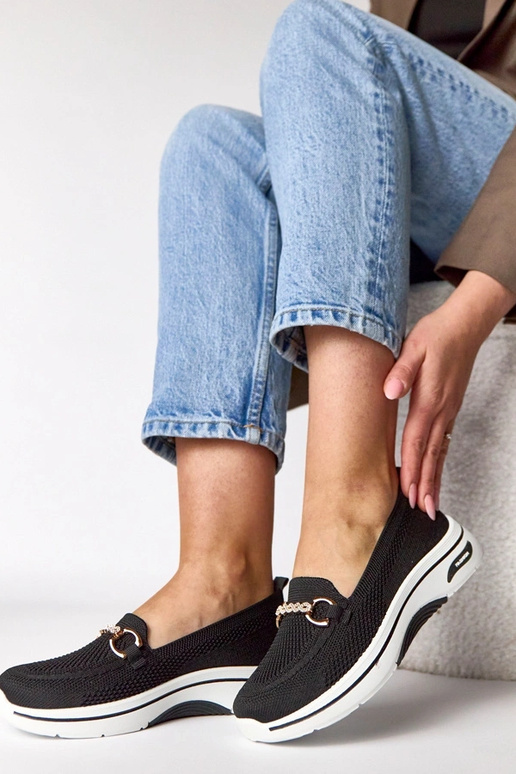 Zwarte instap sneakers van stof met...