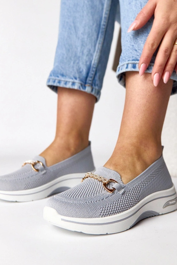 Grijze instap sneakers van stof met zirconia Gisele