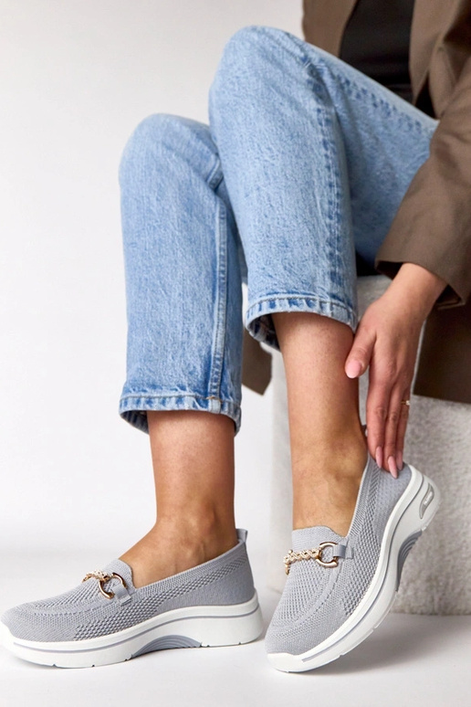 Grijze instap sneakers van stof met...