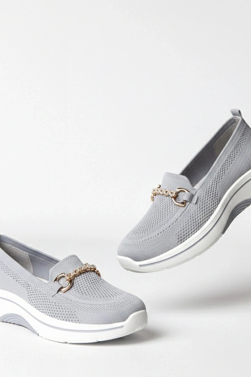 Grijze instap sneakers van stof met...