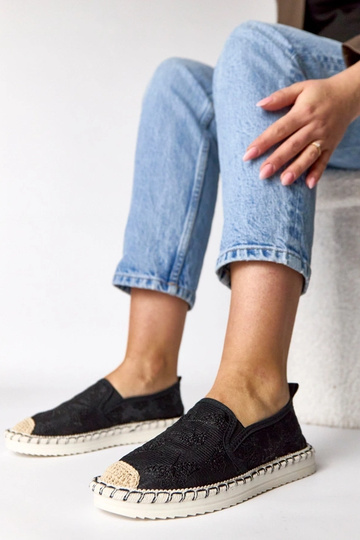 Zwarte espadrilles versierd met glitter Lucie