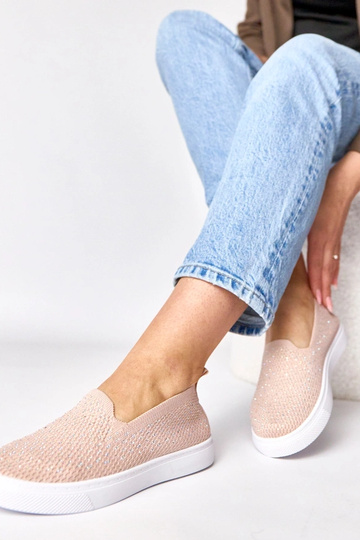 Roze textiele instap sneakers met zirconia Gabrielle 2
