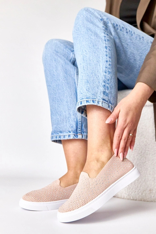 Roze textiele instap sneakers met...