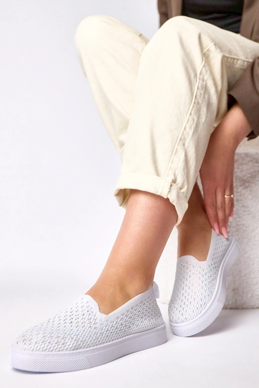 Witte textiele instap sneakers met...