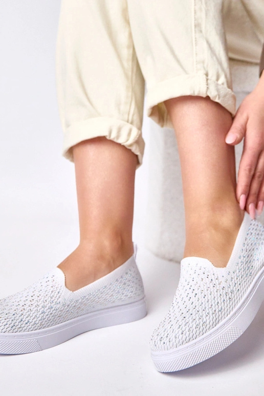 Witte textiele instap sneakers met...