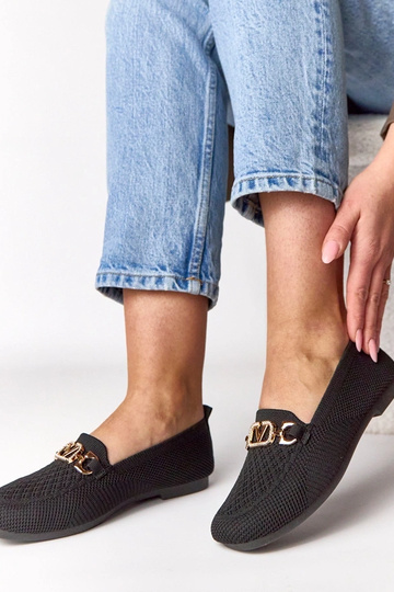 Zwarte textiele loafers met... 2