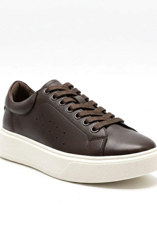 Rode leren sneakers met platform Cambell