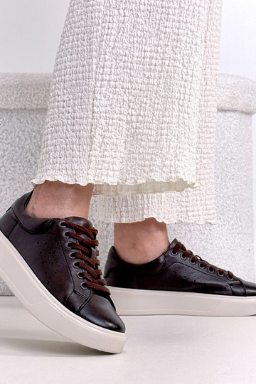 Rode leren sneakers met platform Cambell 2