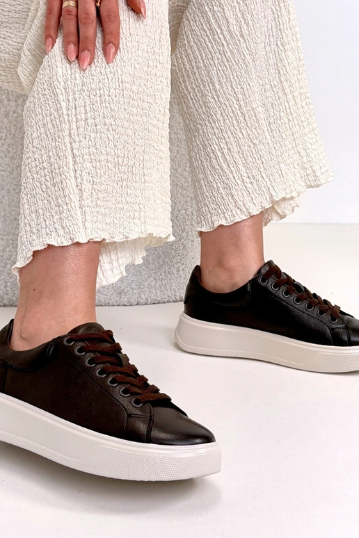 Rode leren sneakers met platform Cambell