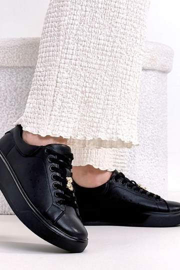 Zwarte leren sneakers met platform Cambell