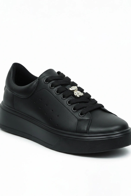 Zwarte leren sneakers met platform...