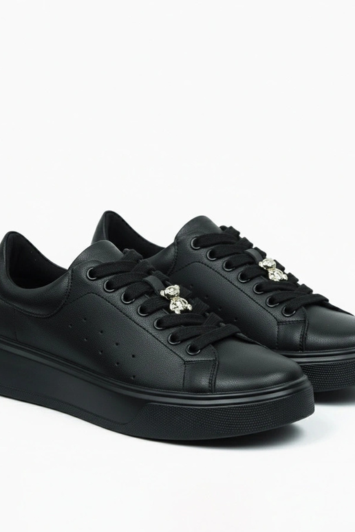 Zwarte leren sneakers met platform...