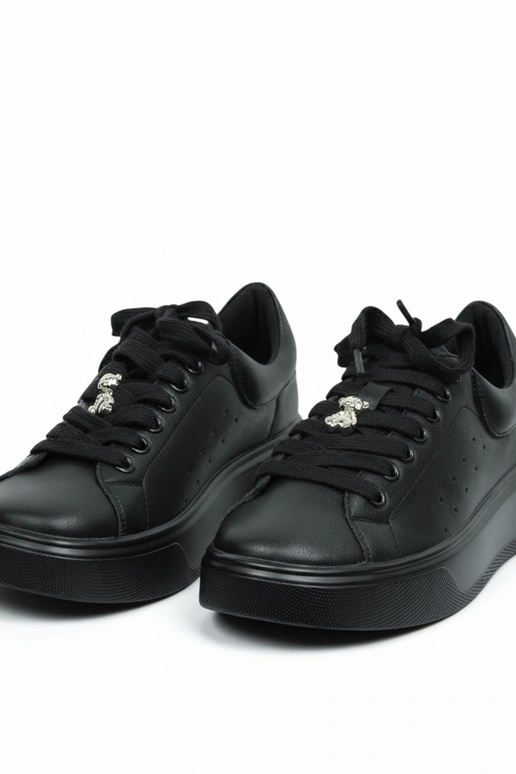 Zwarte leren sneakers met platform...