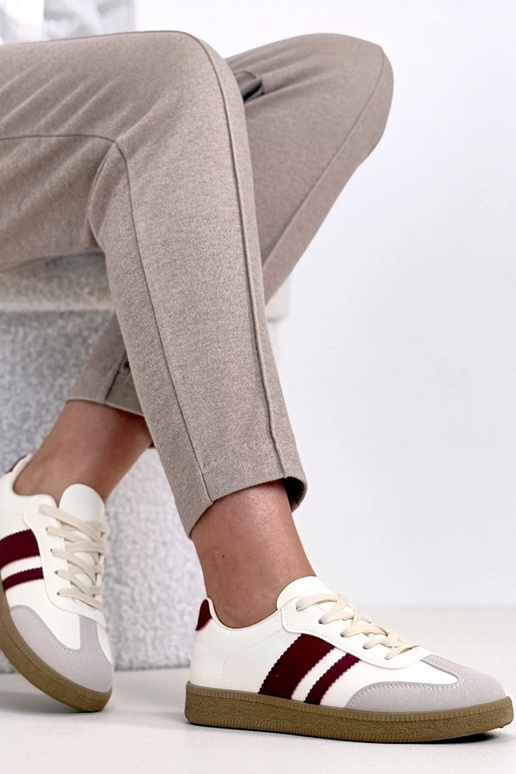 Crème casual sneakers met platform...